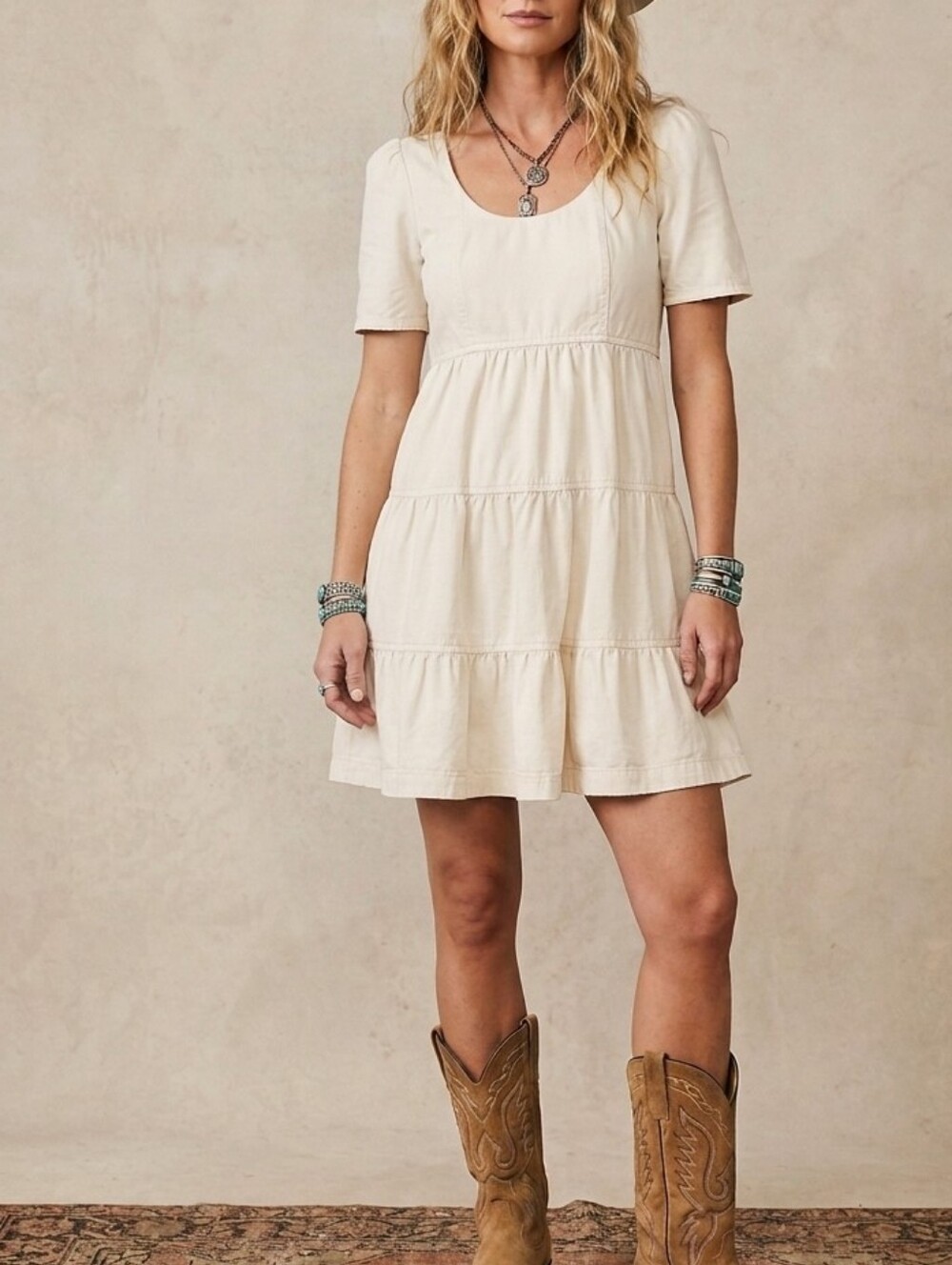 New Stetson Cotton Blend Tiered Western Dress Size 8 Fits Medium- Large Stampede